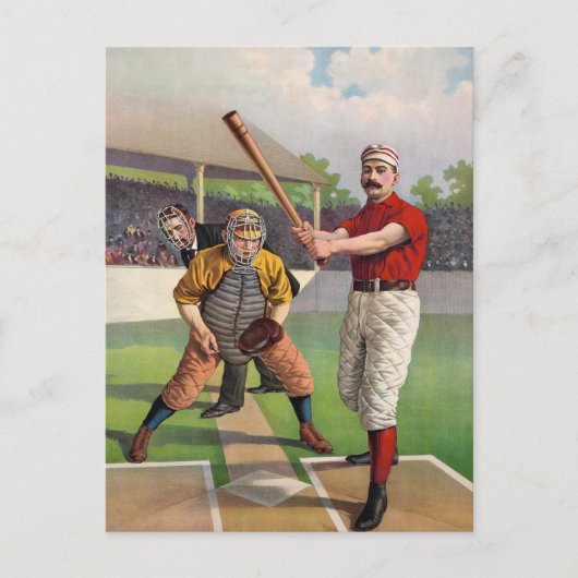 Baseballspieler Vintage Poster Postkarte (Vorderseite)