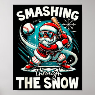 Baseballspieler Weihnachtsmann, Durchschlagend Poster