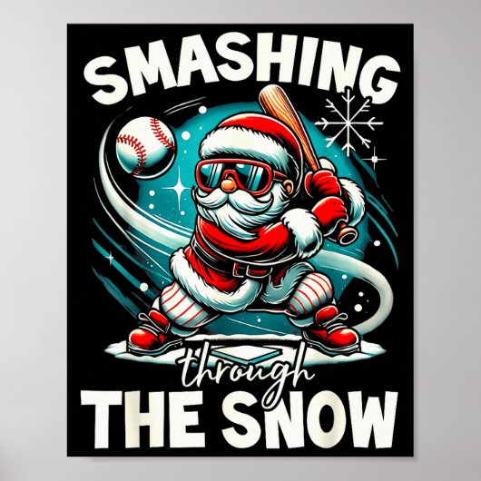 Baseballspieler Weihnachtsmann, Durchschlagend  Poster (Vorne)