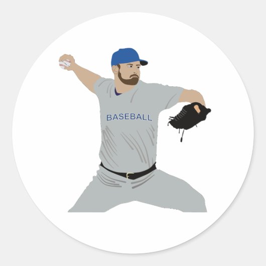 Baseballspieler wirft den Ball Runder Aufkleber (Vorderseite)
