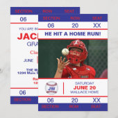 Baseballspieler-Zulassungsticket Absolvent Einladung (Vorne/Hinten)