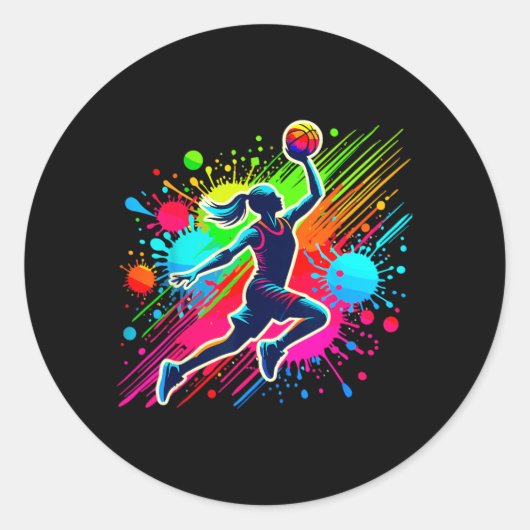 Baseballspielerin Mädchen Runder Aufkleber (Vorderseite)
