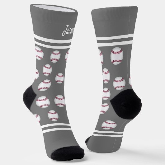 Baseballsport fügt Ihren Namen oder Text grau hinz Socken (Gewinkelt)