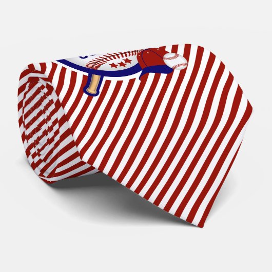 Baseballsport in dunkelroten und weißen Streifen Krawatte (Gerollt)