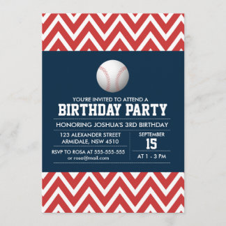 Baseballsportthemageburtstags-Jungen-Party Einladung