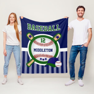 Baseballstar in Dunkelgrün und Blau Fleecedecke