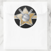 Baseballstar mit Gold- und Silbereffekt Runder Aufkleber (Tasche)