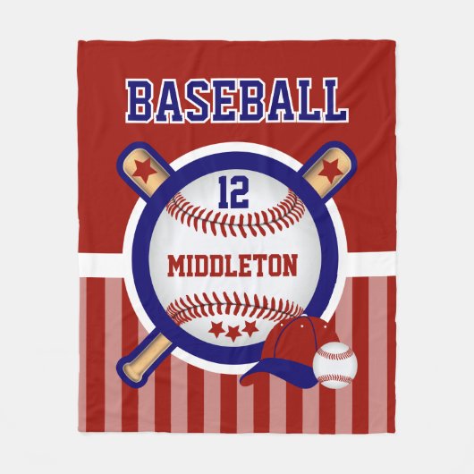 Baseballstern in dunkelrot und blau fleecedecke (Vorderseite)