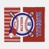 Baseballstern in dunkelrot und blau fleecedecke (Vorderseite (Horizontal))