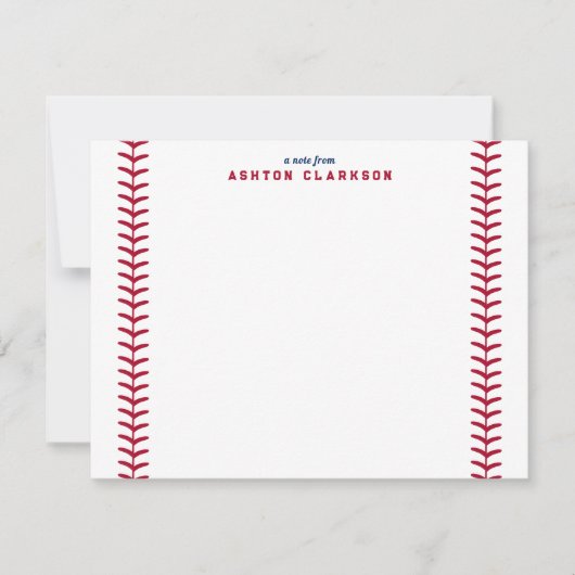 Baseballstitch und Jersey Strip Note Card Einladung (Vorderseite)