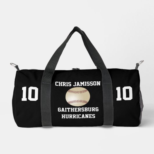 Baseballteam, Coach oder Player Black Personalisie Duffle Bag (Vorderseite)