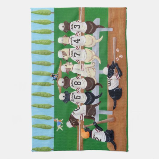 Baseballteam Labradors Geschirrtuch (Vertikal)