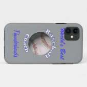 Baseballtrainer-Blau auf weggrau Case-Mate iPhone Hülle (Rückseite (Horizontal))