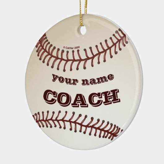 Baseballtrainer Keramik Ornament (Links)