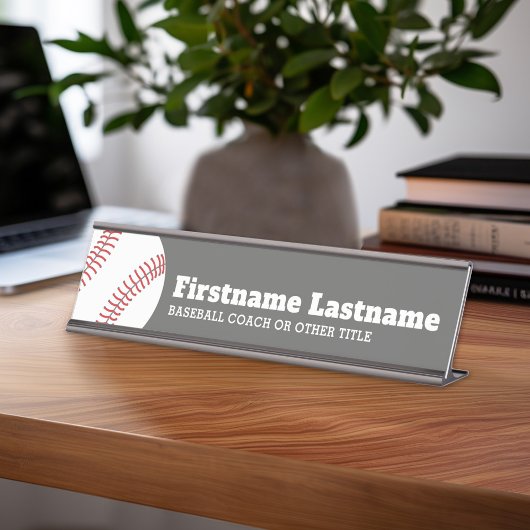Baseballtrainer oder -lehrer - Moderner Zeichn Schreibtischnamensplakette