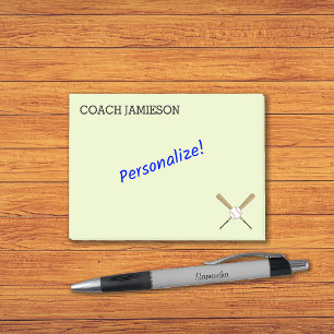 Baseballtrainer personalisiert kreuzende Fledermäu Post-it Klebezettel