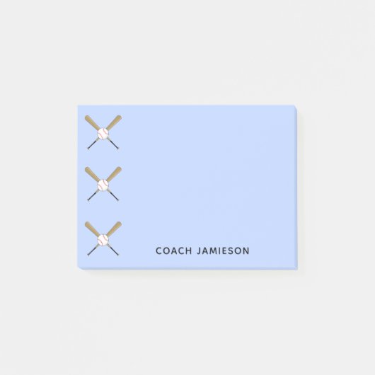 Baseballtrainer personalisiert kreuzt Fledermäuse  Post-it Klebezettel (Vorderseite)