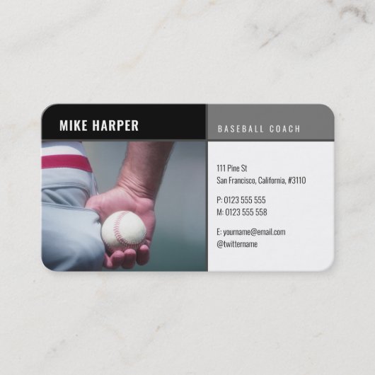 Baseballtrainer | Player Foto Visitenkarte (Vorderseite)
