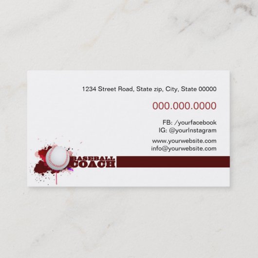 Baseballtrainer Visitenkarte (Rückseite)