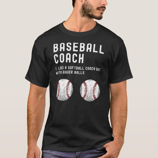 Baseballtrainer wie ein Softball mit größeren Ball T-Shirt (Vorderseite)