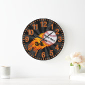 Baseballuhren mit IHREM NAMEN und IHRER NUMMER fla Große Wanduhr (Zuhause)