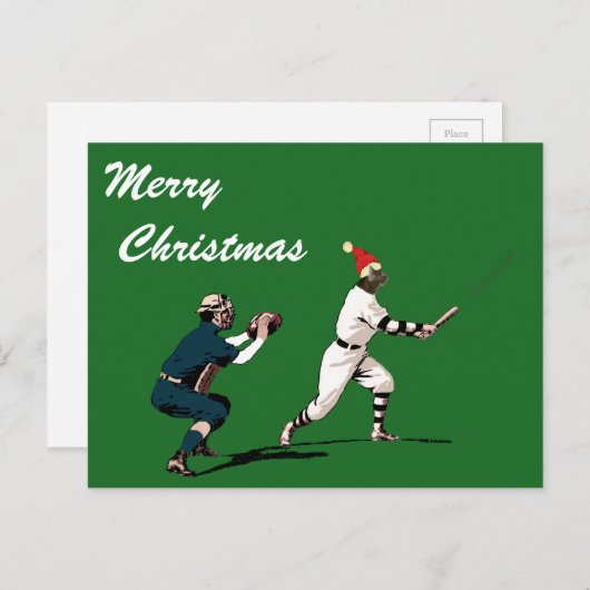 BaseballWeihnachtskarten Feiertagspostkarte (Vorne/Hinten)