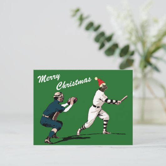 BaseballWeihnachtskarten Feiertagspostkarte (Stehend Vorderseite)