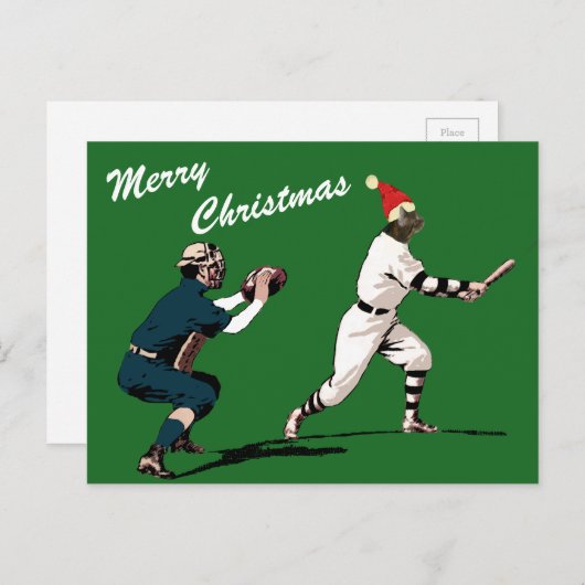 BaseballWeihnachtskarten Feiertagspostkarte (Vorne/Hinten)