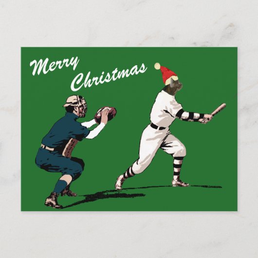BaseballWeihnachtskarten Feiertagspostkarte (Vorderseite)