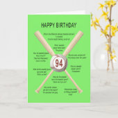 Baseballwitze zum 94. Geburtstag Karte (Gelbe Blume)