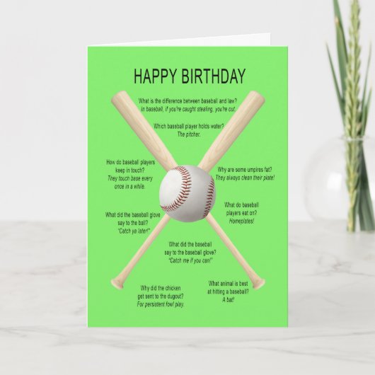 Baseballwitze zum Geburtstag Karte (Vorderseite)