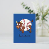 Basebull Funny Bull Baseball Postcard Postkarte (Stehend Vorderseite)