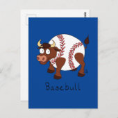Basebull Funny Bull Baseball Postcard Postkarte (Vorne/Hinten)