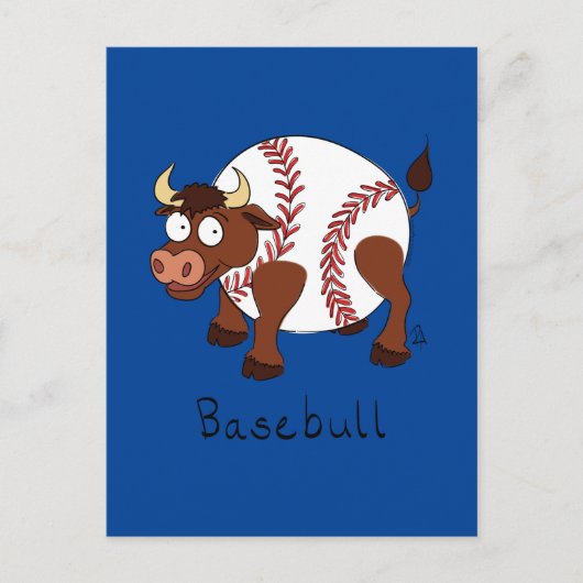Basebull Funny Bull Baseball Postcard Postkarte (Vorderseite)