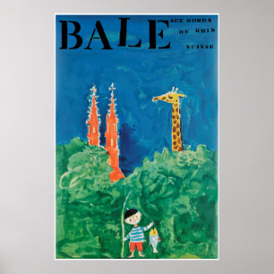 Basel am Rhein, Schweiz, Reiseplakat Poster