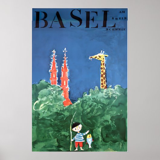 Basel Art Schweizer Reiseposter Schweiz Druck Poster (Vorne)