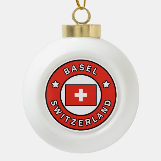 Basel Schweiz Keramik Kugel-Ornament (Vorderseite)