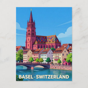Basel Schweiz Reise Historische Sehenswürdigkeiten Postkarte