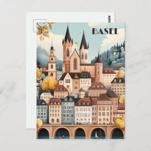 Basel Schweiz Reise Postkarte (Vorne/Hinten)