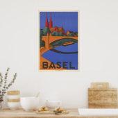 Basel Schweiz Reiseplakat Poster (Küche)