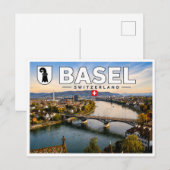 Basel - Schweiz - Rhein Postkarte (Vorne/Hinten)