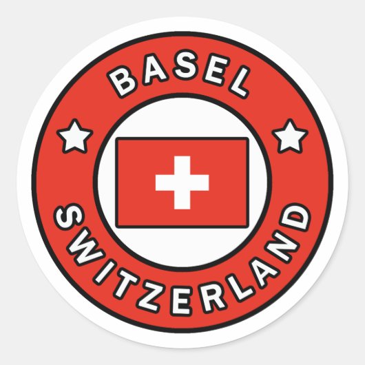 Basel Schweiz Runder Aufkleber (Vorderseite)