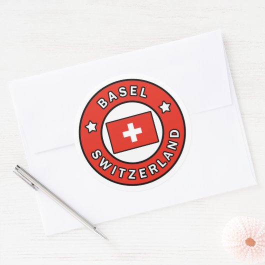 Basel Schweiz Runder Aufkleber (Umschlag)