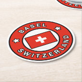 Basel Schweiz Runder Pappuntersetzer (Angewinkelt)
