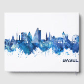 Basel Schweiz Skyline Blue Gästebuch (Rückseite)