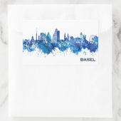Basel Schweiz Skyline Blue Rechteckiger Aufkleber (Tasche)