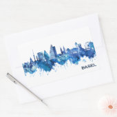 Basel Schweiz Skyline Blue Rechteckiger Aufkleber (Umschlag)