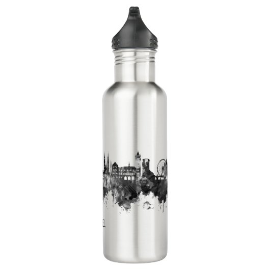 Basel Schweiz Skyline BW Edelstahlflasche (Rechts)