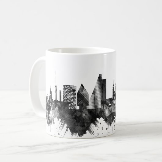 Basel Schweiz Skyline BW Kaffeetasse (Vorderseite Links)