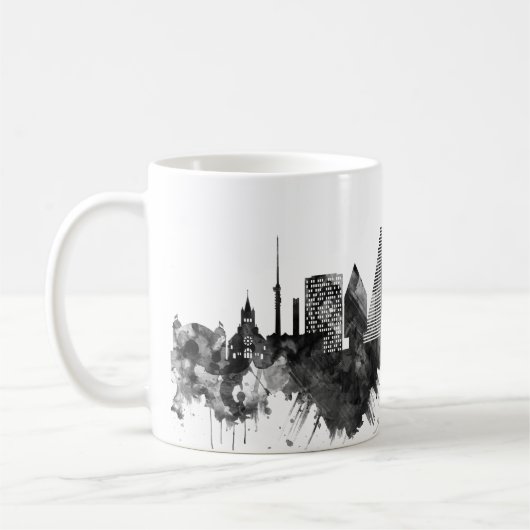 Basel Schweiz Skyline BW Kaffeetasse (Links)